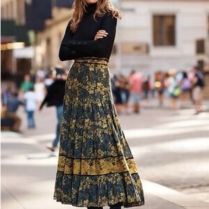 Anthropologie Carolina K Midnight Rose Floral Maxi Skirt ~ Size Large